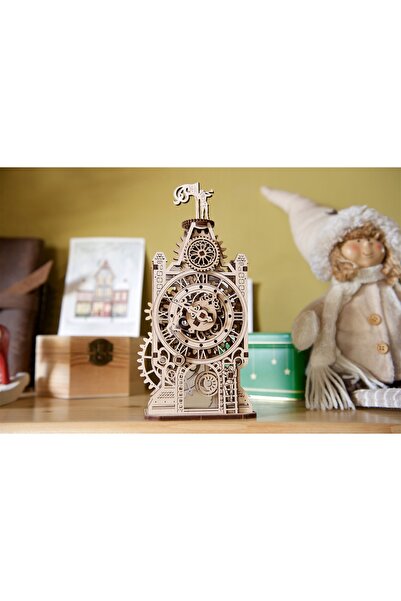 NO BRAND Puzzle din lemn, model 3D de asamblat, Turn cu ceas vechi, UGEARS 70169