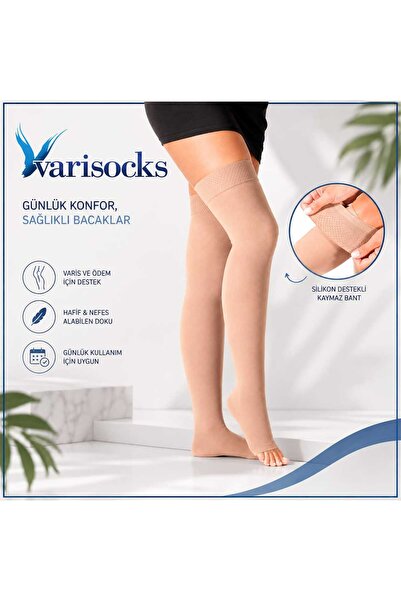 Varisocks DİZ ÜSTÜ ÇORABI ORTA BASINÇ CCL2 BURNU AÇIK