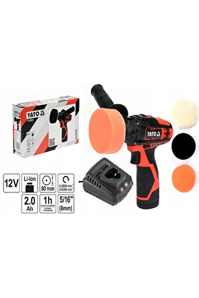 yato MAȘINĂ DE LUSTRUIT AUTO, MAȘINĂ DE LUSTRUIT CU ACUMULATOR 12V + 3 BUREȚI...