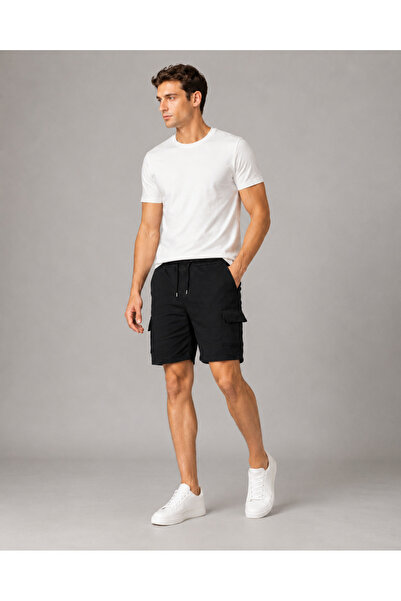 De Carte Men's Cargo Shorts with Side Pockets, Elastic Waist, Lace-Up, Comfor...