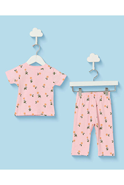 REDTAG Infant Girls Pink Floral Print Pyjama Set