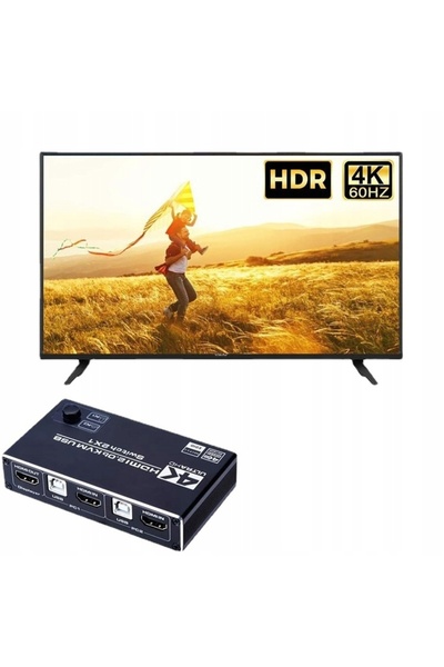 NO BRAND Comutator KVM HDMI 2.0 USB 4K/60Hz 3xUSB + Cabluri Control prin taste