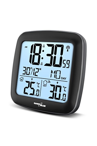Greenbluespice Stație meteo Termometru Meteo Ceas Senzor Alarmă Dată VerdeAlb...