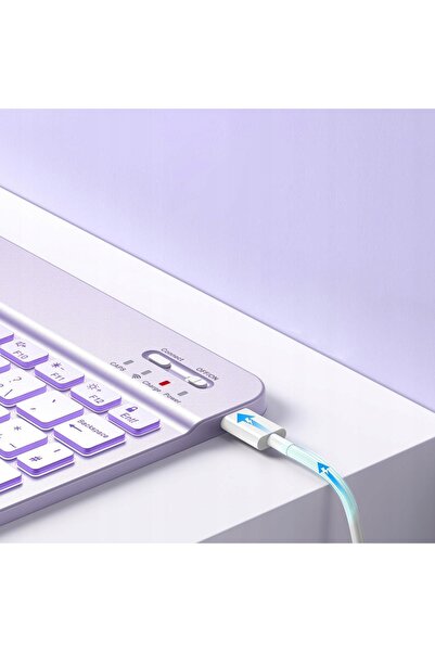 NO BRAND Husă cu tastatură RGB pentru Apple iPad 11 2025/10 2022, carcasă rez...