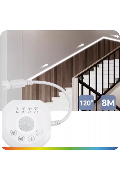 NO BRAND KIT Bandă LED Neon 5V 5m ALB 6000K SENZOR DE MIȘCARE DETECȚIE APĂRĂT...
