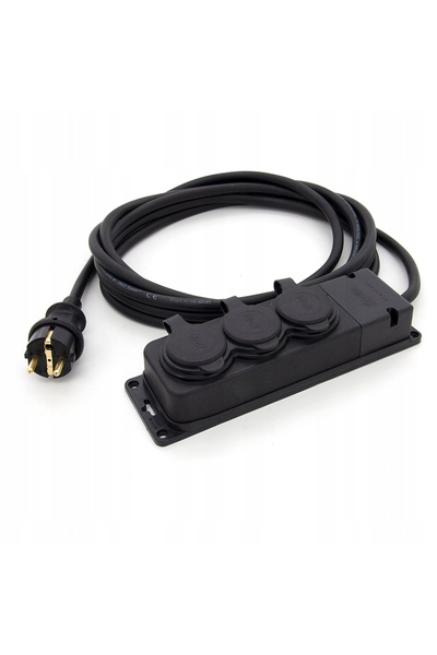NO BRAND Prelungitor polonez 5m 3x1.5 mm² cauciucat, cu 3 prize