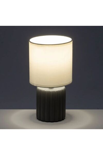 HowHomely Lampă de masă pe picior, lampă de noapte, 24 cm, gri, clasică, joas...
