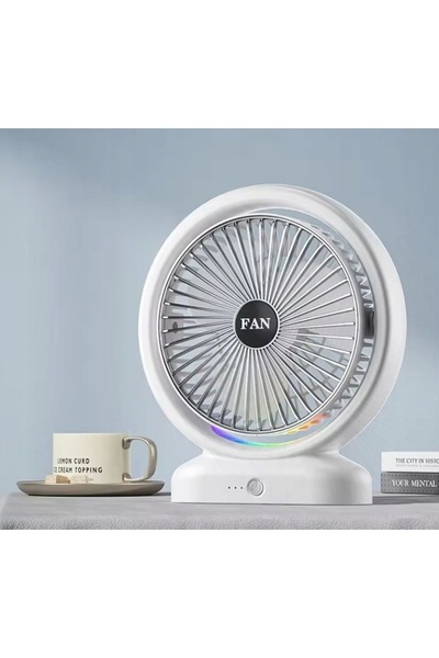 Lamex Ventilator de birou tip moară de vânt cu lumină LED, reîncărcabil prin ...
