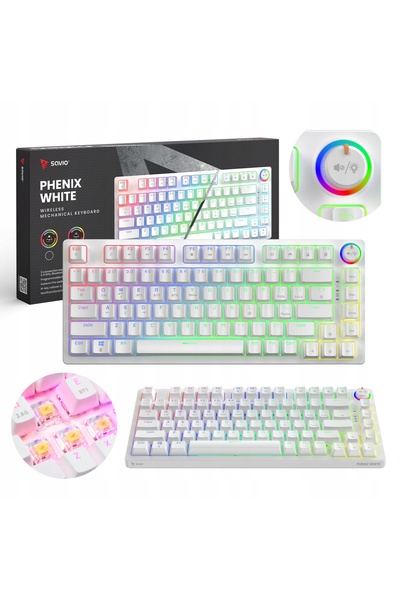 Savio PHENIX WHITE Gateron Yellow Tastatură Mecanică Wireless ABS