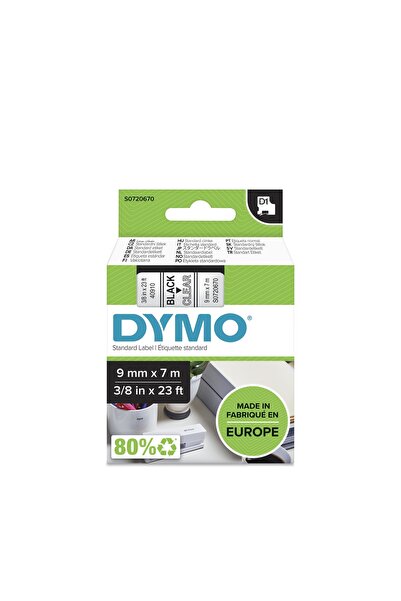 NO BRAND Bandă DYMO 9mm x 7m D1 transparentă. imprimare neagră