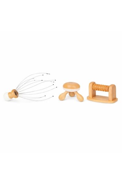 Beauty Star Set de masaj din lemn din 3 piese pentru corp și scalp, anticelul...