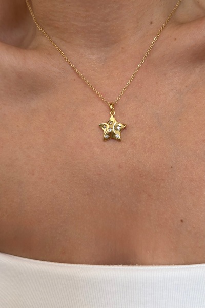 Lavian Accessories Çelik Zirkon Taşlı Yıldız Kolye