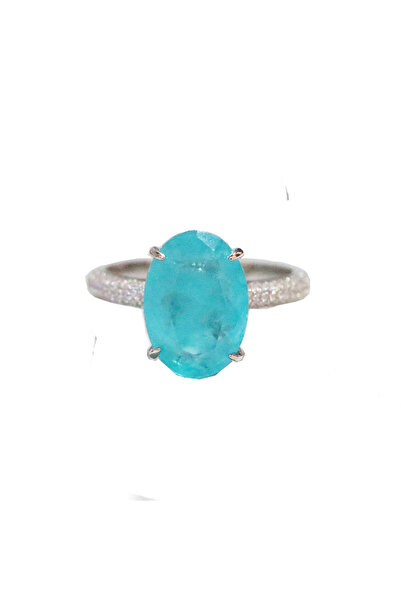 Choice1 8 Blue 925 Sterling Silver Oval Finger Rings for Women Elegant Paraib...