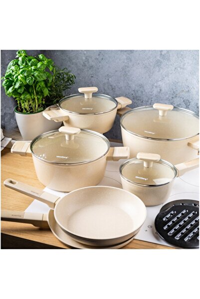 Klausberg Set de vase antiaderente cu înveliș de marmură, 12 piese, pentru in...