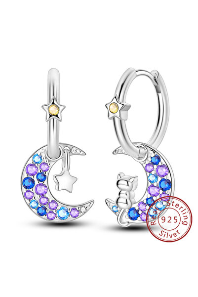 Choice20 KTE285 New Original 925 Sterling Silver Hoop Earrings Purple Zircon ...