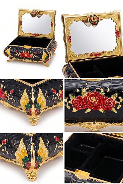 RASHA COLLECTION Gold Color Mirrored Vintage Jewelry Box
