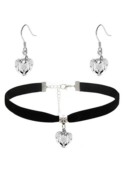 VeeShop Комплект чокър и обеци, с фасетирани кристални медальони във формата ...