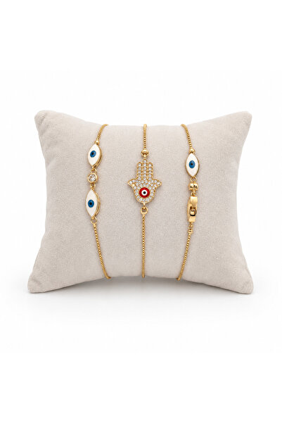 BELLA CİAO Gold-Tone Charm Crystal Chain Bracelet Set – Design 2