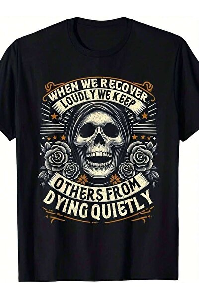 21JNRY Men's Addiction Recovery Theme-Shirt - Vintage Skull And Pattern, Prin...
