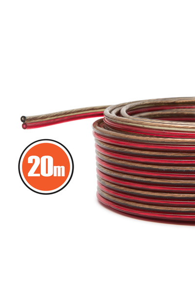 Alista Home Cablu audio OFC 2x1.0mm pentru difuzoare, cablu transparent roșu-...