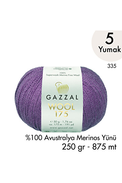 Gazzal Wool 175 335 - Premium %100 Avustralya Merinos Yünü - 5 Yumak
