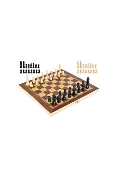 OEM Set de table și șah din lemn, 48 x 48 cm