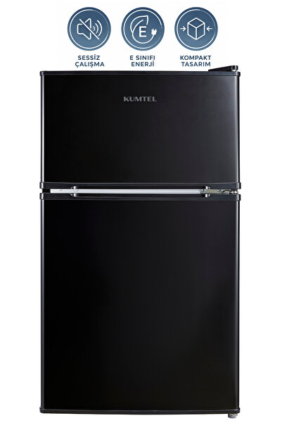 KUMTEL HTMF-90EB 87 L Çift Kapılı Mini Buzdolabı - Siyah