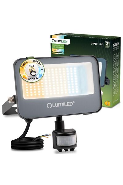 Lumiled Proiector LED TRINOX 30W 3300lm CCT IP65 Gri cu senzor de mișcare și ...