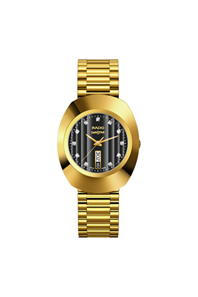 Rado ساعة رجالية بحزام معدني ملون ومينا سوداء، موديل R12304313