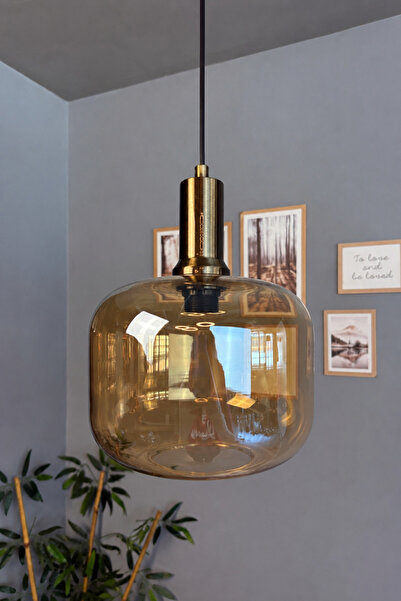 Bamyum Maple Bal Cam Tekli Avize Eskitme Fener Başlık Retro Sarkıt Aydınlatma