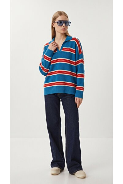 fujya Tricotaj supradimensionat, multicolor, cu guler polo, Elite
