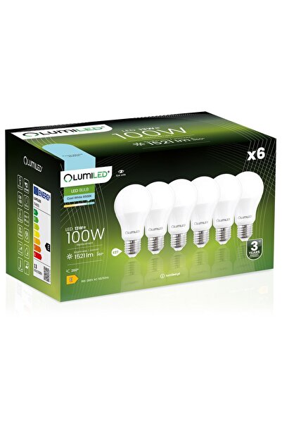 Lumiled 6x Bec LED E27 A60 13W = 100W 1521lm 6500K Rece 260 °