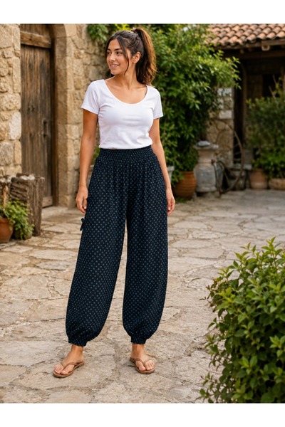 Derya Kurşun Patterned Cuffed Shalwar Trousers 0527-024