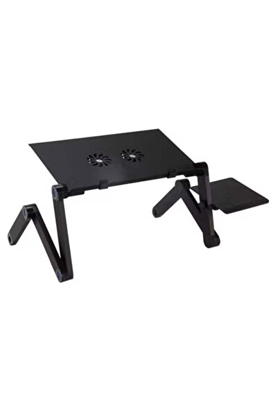 Generic Măsuță Laptop cu Răcire USB și Înălțime Reglabilă, Suport Mouse, Negru