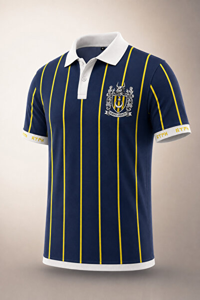 Oxledo Bull Logo Polo Collar Men's T-Shirt & Jersey Yellow Navy Blue