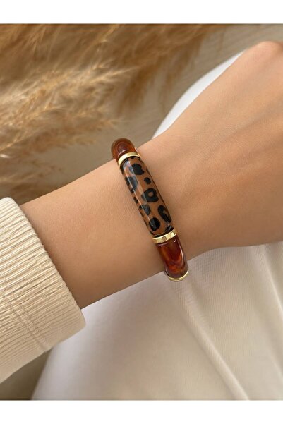 BIJUTERI Leopard Patterned Bone Rubber Bracelet