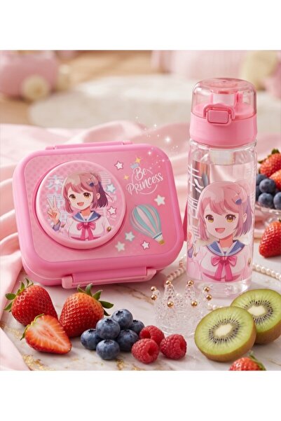 lstri Set of 2 Princess Bowl Lunch Box and Water Bottle Set Food Storage Cont...