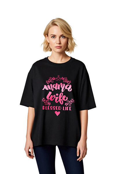 PayBuy Γυναικείο μπλουζάκι Oversize Mama Wife Blessed Life με στάμπα, διακοσμ...