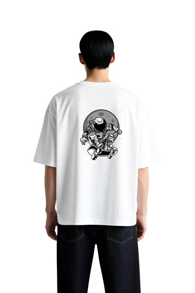 PayBuy Space Skateboard Design Printed Men's Oversize T-Shirt