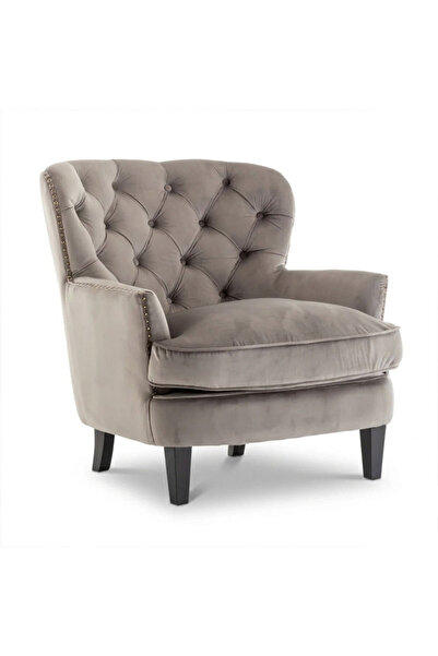 homejoyz Armchair with Velvet and Swedish Wood Structure-85X90X85 Cm-Beige