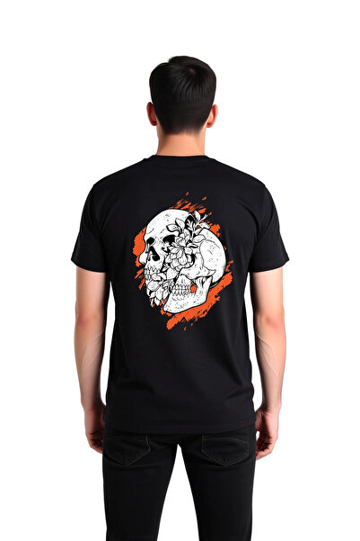 PayBuy Ανδρικό μπλουζάκι Skull Flower Art Print Ψηφιακό σχέδιο Άνετο Χαλαρό Κ...
