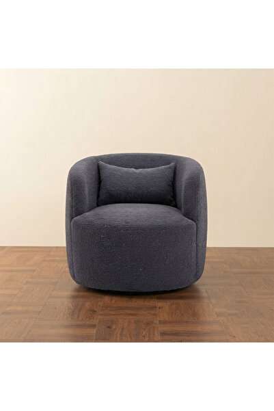 homejoyz Swivel Chair Boucle Fabric and Suede Wood - Celine - 80X85X85 cm - Grey