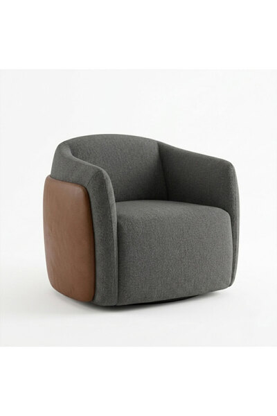 homejoyz Linen and Leather Armchair-92X88X72 Cm-Gray