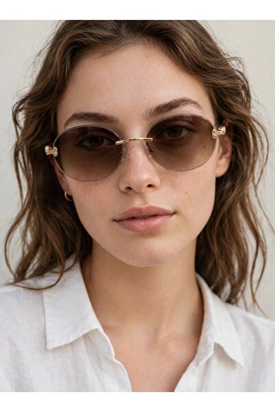 Generic Brand Oval Glasses in Golden Brown - Without Frame