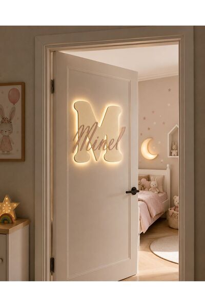 ArliaDesign Kişiye Özel LED Işıklı Harf ve İsimlik 40x40 cm – Bebek Çocuk Oda...