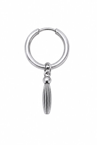Blisse Piercing Unisex Silver Color Steel Dangle Corrugated Drop Figured Hoop...