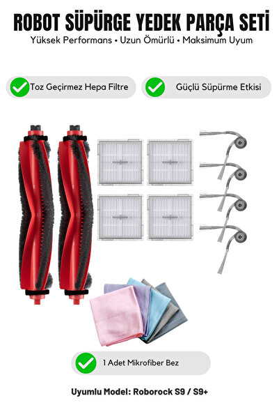 Asgard Grup 2 Main Brushes 4 Side Brushes 4 Filters 1 Cleaning Cloth Compatib...