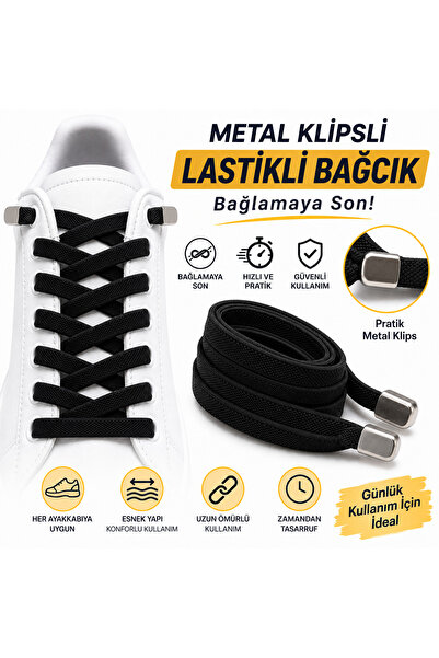 YeferStore Ultra Kullanışlı Elastik Metal Tokalı Ayakkabı Bağcığı, Giy Çıkar ...