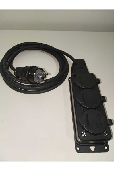 KIRKDABİR Üçlü Kauçuk Kapaklı Topraklı Priz ve Kauçuk Fişli 3x1,5mm Kauçuk H0...