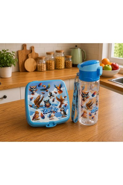 A&A Çocuk Beslenme Seti – 3 Bölmeli Beslenme Kutusu, 500 ml Pipetli Suluk ve ...